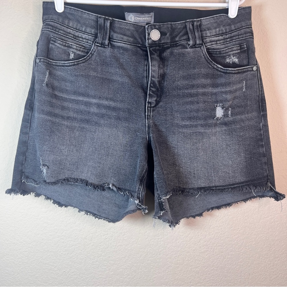 Democracy Ab Solution High Waist Denim Shorts Gray Distressed Plus 16W - Picture 2 of 7